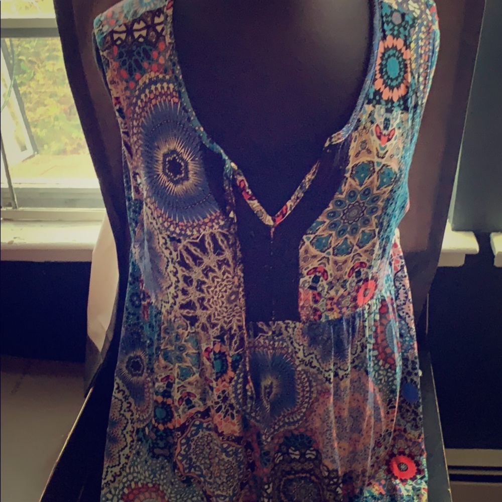 The multi colored V-neck blouse